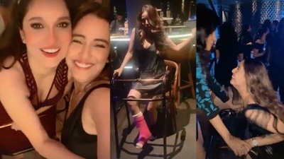 Srishty Rode did not miss out on the fun at Ankita Lokhande's bachelorette party. Srishty Rode did not miss out on the fun at Ankita Lokhande's bachelorette party.