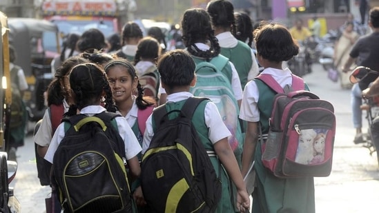 ASER 2021: In government schools, the average enrolment in 2018 was 64.3 per cent which increased to 65.8 per cent last year and 70.3 per cent this year.(HT File /Representative Photo)