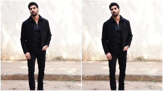 Ahan accessorised his Wednesday look with a black short jacket.(HT Photos/Varinder Chawla)
