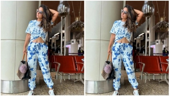 In open tresses, Hina gave a twist to casual airport fashion and made fashion traffic come to a standstill.(Instagram/@realhinakhan)