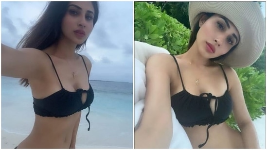 Mouni Roy is missing her vacation days on the beach. The actor, on Wednesday, took a trip down memory lane and fished out a set of pictures from one of her beach vacay diaries and they are swimsuit goals for us. In the pictures, in multiple bikinis, Mouni posed by the sun and the sea and made us drool.(Instagram/@imouniroy)