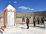 Indian Army Chief General MM Naravane pays tribute to the martyred soldiers at Rezang La War Memorial.(ANI / File) Indian Army Chief General MM Naravane pays tribute to the martyred soldiers at Rezang La War Memorial.(ANI / File)