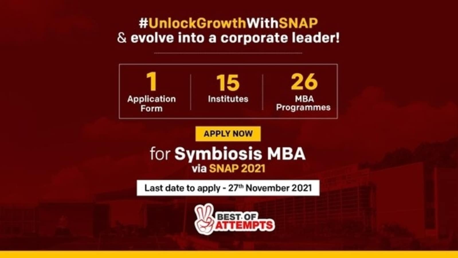 Symbiosis MBA admission Last few days left to apply for SNAP 2021