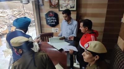 Ambala police carrying out a checking at a hotel in Cantt area. (HT Photo) Ambala police carrying out a checking at a hotel in Cantt area. (HT Photo)