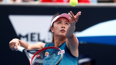 A file photo of China’s Peng Shuai serving during a match at the Australian Open on January 15, 2019.&nbsp; (REUTERS)