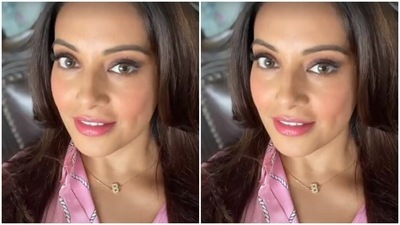Bipasha accessorised her look with a golden pendant bearing the initials of her name. (Instagram/@bipashabasu)