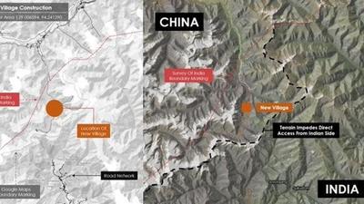 According to satellite imagery, China has built at least four new villages nearly three to four kilometres within disputed territory along the border with Bhutan. (TWITTER/@detresfa_) According to satellite imagery, China has built at least four new villages nearly three to four kilometres within disputed territory along the border with Bhutan. (TWITTER/@detresfa_)