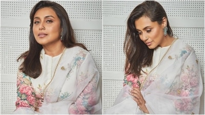 Rani Mukerji is a vision in white floral Sabyasachi suit for Bunty Aur Babli 2 promotions Rani Mukerji is a vision in white floral Sabyasachi suit for Bunty Aur Babli 2 promotions