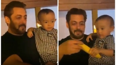 Salman Khan and Ayat Sharma fed monkeys together. Salman Khan and Ayat Sharma fed monkeys together.