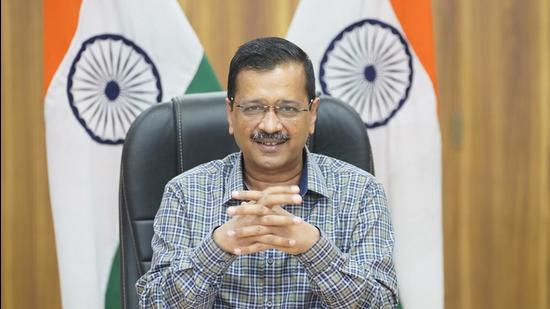 Kejriwal at a digital press briefing reminded people of his key promise during the 2020 assembly elections of cleaning the river in the next five years and bathing in it to demonstrate its cleanliness.. (HT Photo)