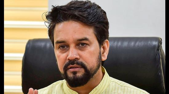 Anurag Thakur said that “when people are low on data and substance in their speech, they dance on the table and tear papers”. (PTI)