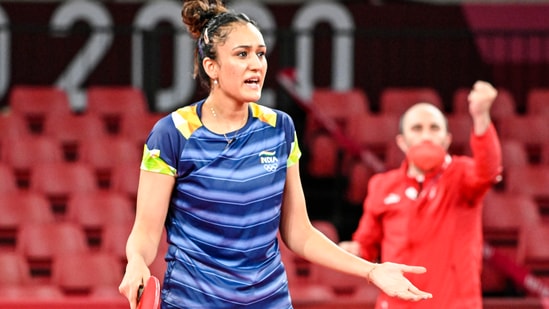 Olympics: TTFI executive committee to decide on action against Manika Batra (in frame) for refusing guidance from national coach Soumyadeep Roy.(PTI)