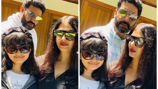 Abhishek Bachchan and Aishwarya Rai pose with their daughter Aaradhya.