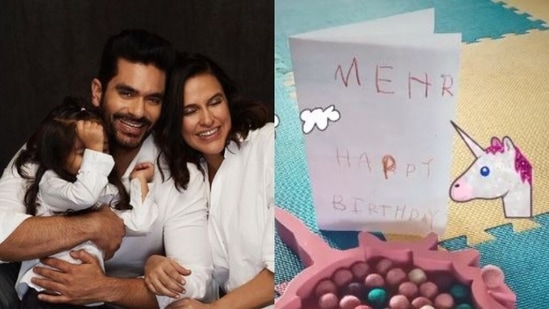 Neha Dhupia and Angad Bedi's daughter Mehr turns three on Thursday.