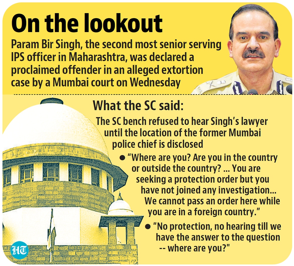 Where in the world is Param Bir Singh, asks Supreme Court
