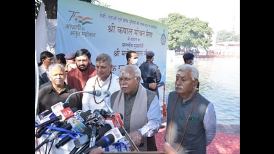 Haryana CM Manohar Lal Khattar on Friday said he wants to break the old myths of not visiting Kapal Mochan Mela or other places which “might lead to electoral losses in future”. (HT Photo) Haryana CM Manohar Lal Khattar on Friday said he wants to break the old myths of not visiting Kapal Mochan Mela or other places which “might lead to electoral losses in future”. (HT Photo)