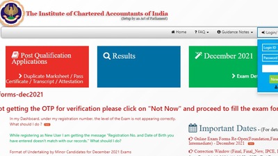 ICAI CA admit cards 2021:: Candidates, who have to appear for the CA December 2021 exam form, can download the admit card from the official website of ICAI at icaiexam.icai.org. (icaiexam.icai.org)