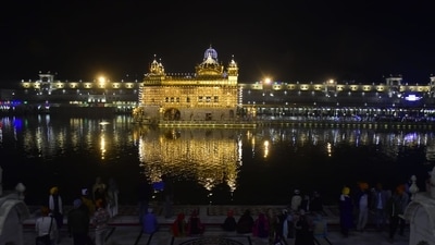 The celebrations for this festival start about two days ago with a 48-hour non-stop recitation of the Guru Granth Sahib, called Akhand Path. A procession called Nagarkirtan is also organised a day before Guru Nanak's birthday. It is led by five men, referred to as the Panj Pyare, holding the Sikh triangular flag, Nishan Sahib. (Sameer Sehgal/Hindustan Times) The celebrations for this festival start about two days ago with a 48-hour non-stop recitation of the Guru Granth Sahib, called Akhand Path. A procession called Nagarkirtan is also organised a day before Guru Nanak's birthday. It is led by five men, referred to as the Panj Pyare, holding the Sikh triangular flag, Nishan Sahib. (Sameer Sehgal/Hindustan Times)