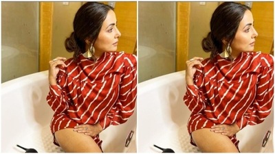 In a bathtub, Hina posed like a diva. (Instagram/@realhinakhan) In a bathtub, Hina posed like a diva. (Instagram/@realhinakhan)
