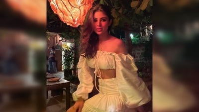 Mouni Roy recently took to her Instagram handle to share a few photos of herself in a white off shoulder full puff sleeves crop top and short skirt set. (Instagram/@imouniroy) Mouni Roy recently took to her Instagram handle to share a few photos of herself in a white off shoulder full puff sleeves crop top and short skirt set. (Instagram/@imouniroy)