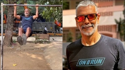 Milind Soman shares fitness inspo as he ‘failed again’ at nailing 20 pullups (Instagram/milindrunning) Milind Soman shares fitness inspo as he ‘failed again’ at nailing 20 pullups (Instagram/milindrunning)