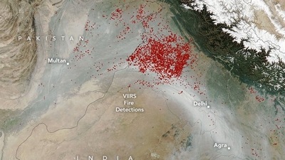 The image posted by Nasa on Twitter shows impact of farm fires. The image posted by Nasa on Twitter shows impact of farm fires.
