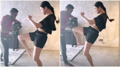 Shruti Haasan’s version of ‘joyful torture’ is this… (Instagram/@shrutzhaasan) Shruti Haasan’s version of ‘joyful torture’ is this… (Instagram/@shrutzhaasan)