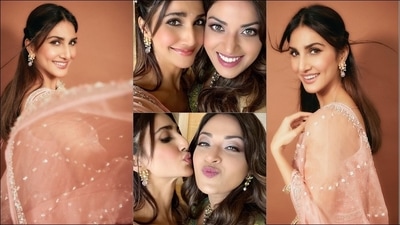 After being in a relationship for the last few years, Bollywood hunk Aditya Seal proposed to actor Anushka Ranjan in Paris in October 2019 and now at their sangeet, bestie and bridesmaid Vaani Kapoor can't keep calm. (Instagram/_vaanikapoor_) After being in a relationship for the last few years, Bollywood hunk Aditya Seal proposed to actor Anushka Ranjan in Paris in October 2019 and now at their sangeet, bestie and bridesmaid Vaani Kapoor can't keep calm. (Instagram/_vaanikapoor_)