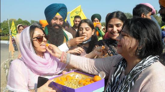 Labh Singh, the septuagenarian Nihang who has become synonymous with the protest against farm laws at the Matka Chowk, Chandigarh, was all smiles too, but said his sit-in will continue to press for other demands.