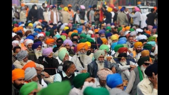 Farmers from Punjab and Haryana have been holding a protest at Singhu and Tikri borders near the national capital of Delhi against the Centre’s three farm laws for the past one year. (HT file photo)