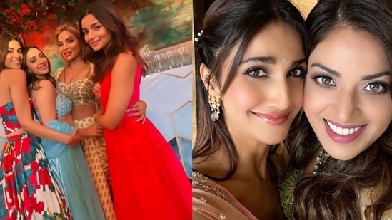 Alia Bhatt, Vaani Kapoor and Akansha Ranjan at Anushka Ranjan's sangeet.&nbsp;