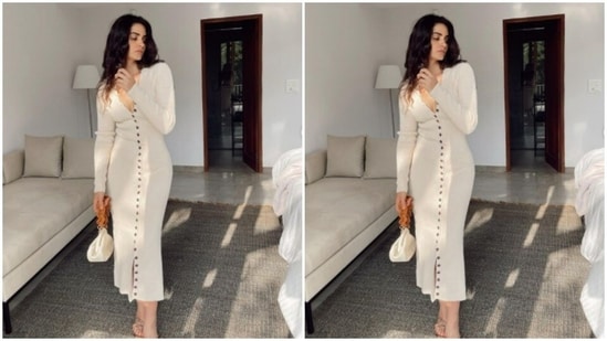 For a day out in the sun, Gabriella decked up in a white body-hugging long dress.(Instagram/@gabriellademetriades)