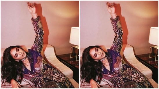 In smokey eyes, Mrunal posed in an indoor setup.(Instagram/@mrunalthakur)