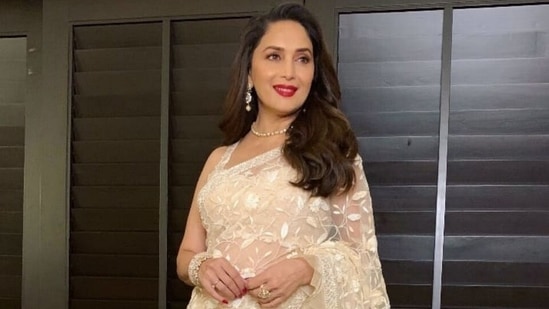 Madhuri Dixit in a Floral saree | Fashionworldhub