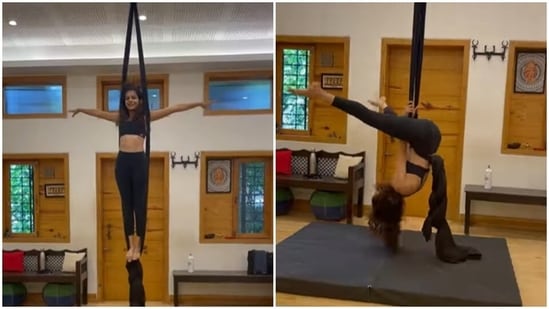 Mithila Palkar gave aerial yoga ‘a shot.’ Here’s how she did it(Instagram/@mipalkarofficial)