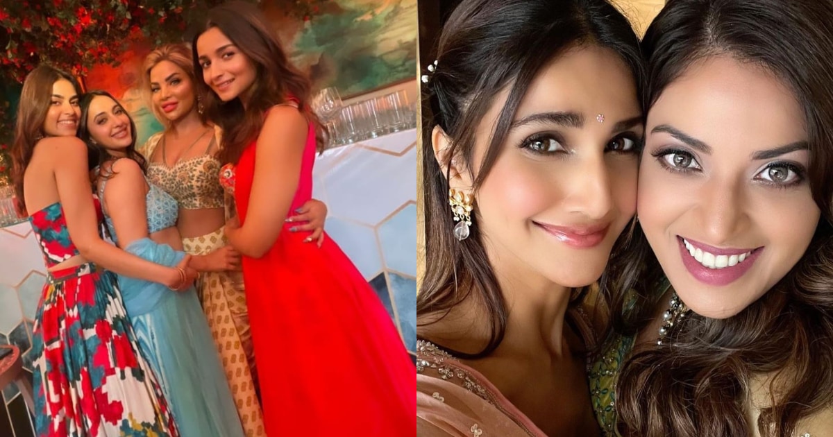Alia Bhatt, Vaani Kapoor and Akansha Ranjan at Anushka Ranjan's sangeet. Alia Bhatt, Vaani Kapoor and Akansha Ranjan at Anushka Ranjan's sangeet. 