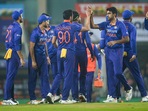 Indian bowler Deepak Chahar celebrates with his teammates after dismissing New Zealand batsman Martin Guptil during their 2nd Twenty20 cricket match at JSCA International Stadium Complex in Ranchi, Friday, Nov. 19, 2021. (PTI) Indian bowler Deepak Chahar celebrates with his teammates after dismissing New Zealand batsman Martin Guptil during their 2nd Twenty20 cricket match at JSCA International Stadium Complex in Ranchi, Friday, Nov. 19, 2021. (PTI)
