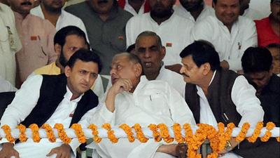 Akhilesh Yadav, Mulayam Singh Yadav and Shivpal Yadav. (PTI FILE PHOTO) Akhilesh Yadav, Mulayam Singh Yadav and Shivpal Yadav. (PTI FILE PHOTO)