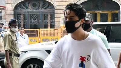 Aryan Khan, son of Bollywood actor Shah Rukh Khan, reaches Narcotics Control Bureau's (NCB) office for his weekly attendance. (Deepak Salvi)