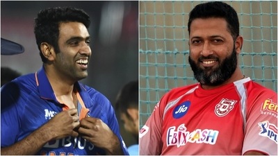 Ravichandran Ashwin (L) and Wasim Jaffer. (PTI/Twitter)