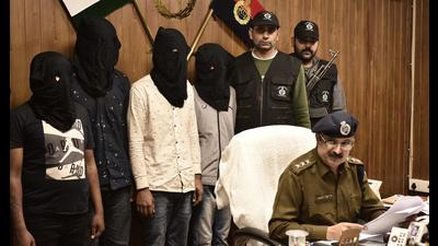 The four suspects were arrested from Farukhnagar, police said. (Vipin Kumar/HT PHOTO) The four suspects were arrested from Farukhnagar, police said. (Vipin Kumar/HT PHOTO)