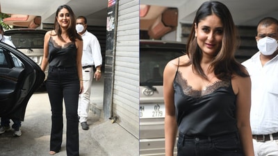 Kareena Kapoor stepped out in black on Saturday. She will next be seen in Laal Singh Chaddha, starring Aamir Khan. (Varinder Chawla) 