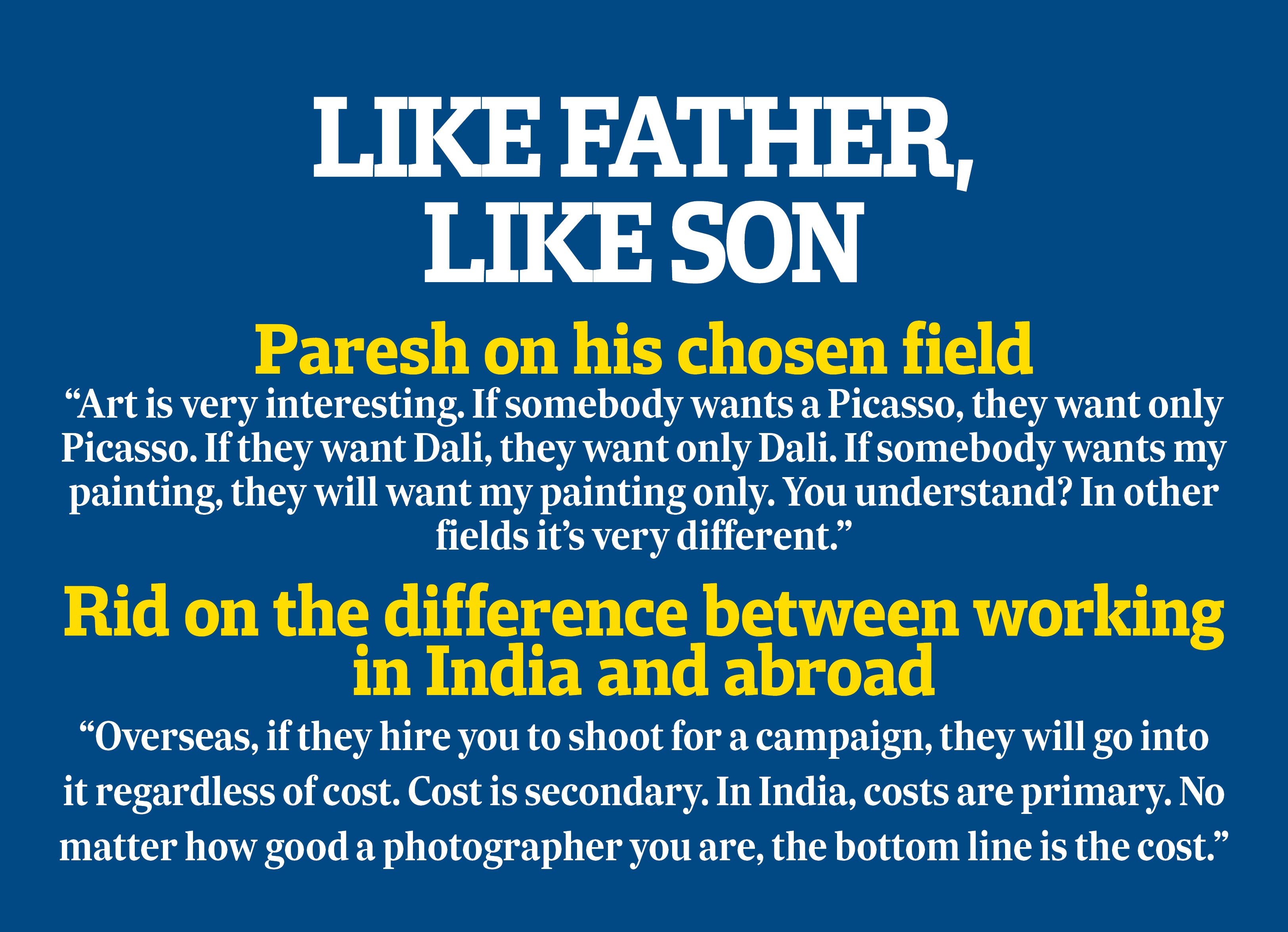 The father and son talk shop The father and son talk shop