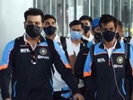 Members of the Indian cricket team arrive at Netaji Subhash Chandra Bose International Airport ahead of the upcoming 3rd T20 International between India and New Zealand at Eden Gardens stadium, in Kolkata on Saturday. (ANI ) Members of the Indian cricket team arrive at Netaji Subhash Chandra Bose International Airport ahead of the upcoming 3rd T20 International between India and New Zealand at Eden Gardens stadium, in Kolkata on Saturday. (ANI )
