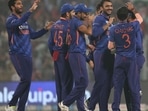 India's Axar Patel celebrates the dismissal of New Zealand's Daryl Mitchell during the Third T20 International match between India and New Zealand, at Eden Gardens in Kolkata on Sunday.(ANI) India's Axar Patel celebrates the dismissal of New Zealand's Daryl Mitchell during the Third T20 International match between India and New Zealand, at Eden Gardens in Kolkata on Sunday.(ANI)