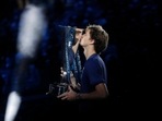 Germany's Alexander Zverev celebrates kissing the trophy after winning his final match against Russia's Daniil Medvedev&nbsp;