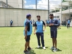 Bharat Arun (L) speak with Shardul Thakur and Jasprit Bumrah(Getty) Bharat Arun (L) speak with Shardul Thakur and Jasprit Bumrah(Getty)
