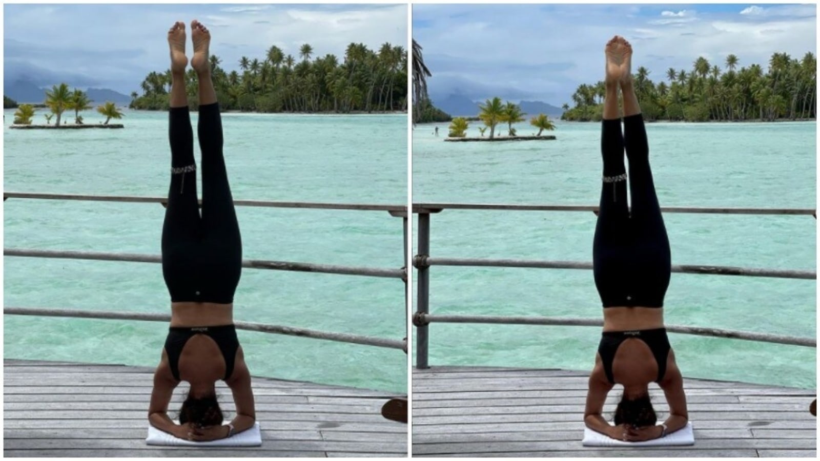 Pooja Batra aces headstand in Bora Bora islands. Husband Nawab Shah has the best compliment