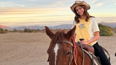 Ananya Panday posed on a horse. Ananya Panday posed on a horse.