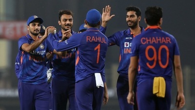 India's Axar Patel celebrate wicket of New Zealand's Mark Chapman during the 2nd T20 match between India and New Zealand, at JSCA International Stadium Ranchi on Friday. (ANI) India's Axar Patel celebrate wicket of New Zealand's Mark Chapman during the 2nd T20 match between India and New Zealand, at JSCA International Stadium Ranchi on Friday. (ANI)